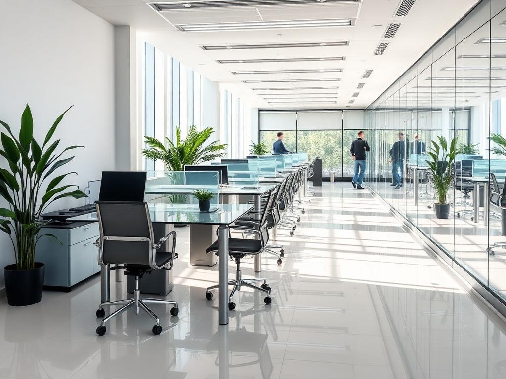 Bureau moderne après nettoyage professionnel